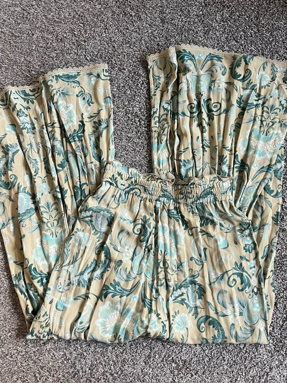 Spell & the Gypsy Aurora Wide Leg Flare Palazzo Pants Size XS Boho Blue Floral